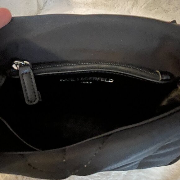 Karl Lagerfeld Paris Voyage Logo Black Quilted Crossbody Bag - Picture 14 of 16